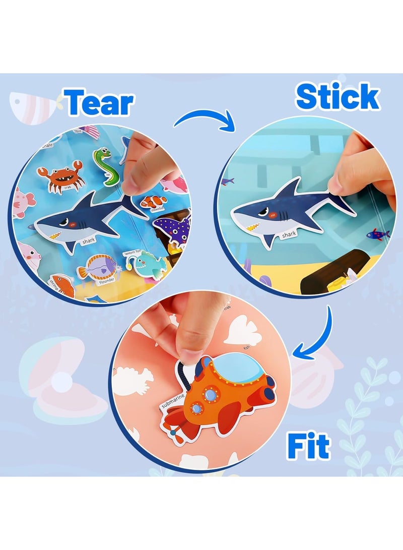 Zikra 3 Pack Reusable Sticker Books for Toddlers, Kids Sticker Sets for 3-4 Year Olds, Travel Learning Activities Fun Toys, Boys Girls Easter Birthday Gift Bulk(Vehicles, Ocean Animals, Space) - Image 3