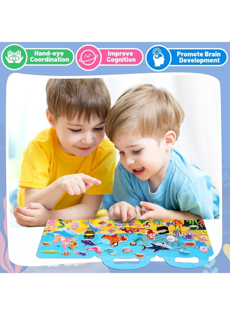 Zikra 3 Pack Reusable Sticker Books for Toddlers, Kids Sticker Sets for 3-4 Year Olds, Travel Learning Activities Fun Toys, Boys Girls Easter Birthday Gift Bulk(Vehicles, Ocean Animals, Space) - Image 4