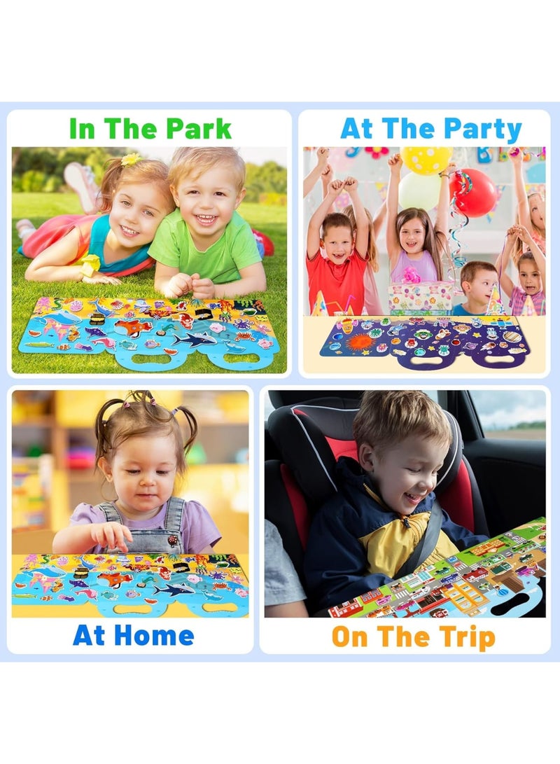 Zikra 3 Pack Reusable Sticker Books for Toddlers, Kids Sticker Sets for 3-4 Year Olds, Travel Learning Activities Fun Toys, Boys Girls Easter Birthday Gift Bulk(Vehicles, Ocean Animals, Space) - Image 5