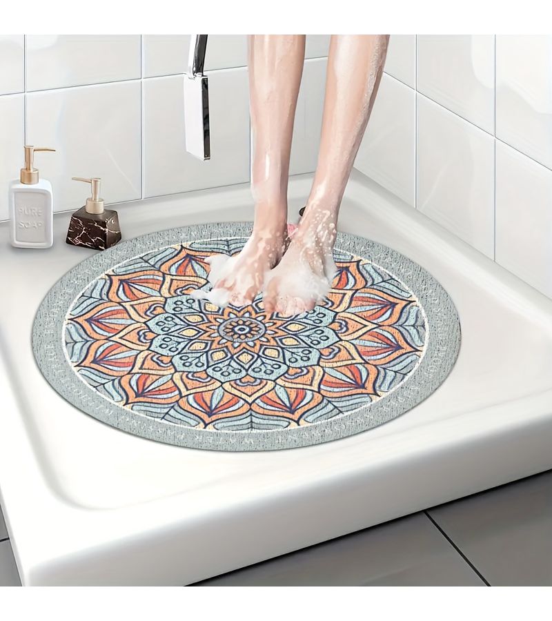 Non-Slip Shower Bathroom Mat Dark Blue Square - Image 3