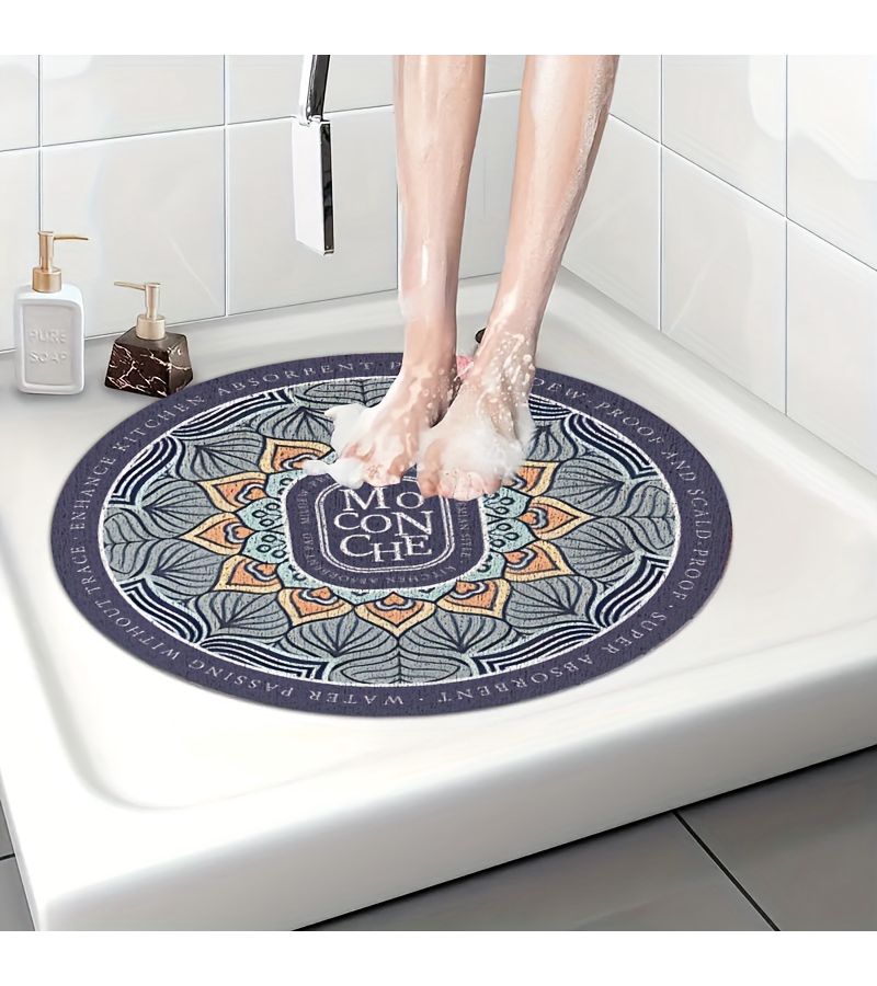 Non-Slip Shower Bathroom Mat Dark Blue Square - Image 2