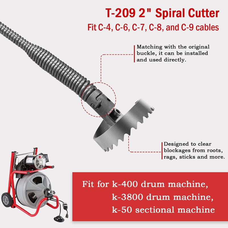 USSKYBOY 63025 2 "" قطع لولبي لآلة طبل Ridgid K-400 آلة طبل K-3800 وآلة مقطعية K-50 تحل محل T-209 63025 - Image 2