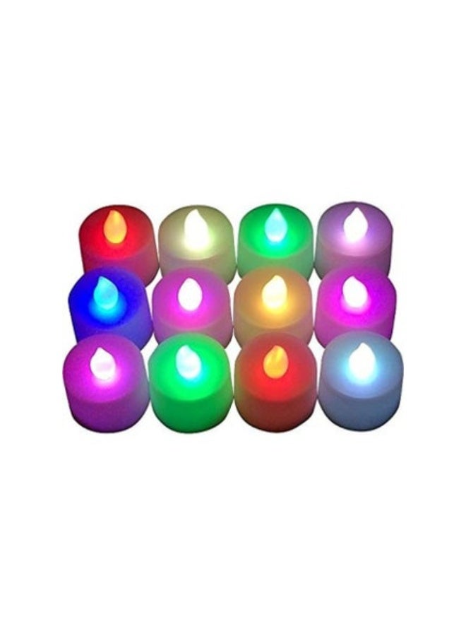 أكاليكس شمعة شاي LED متغيرة اللون تعمل بالبطارية، 12 قطعة، متعددة الألوان، 3 سم - Image 1