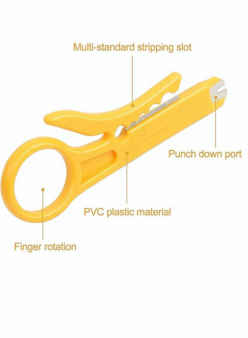 Mini Wire Stripper, Economy Network Cable Cutter Portable Crimper Pliers Crimping Tool Universal Punch Down for Data Cable, Telephone Computer UTP 10 Pack