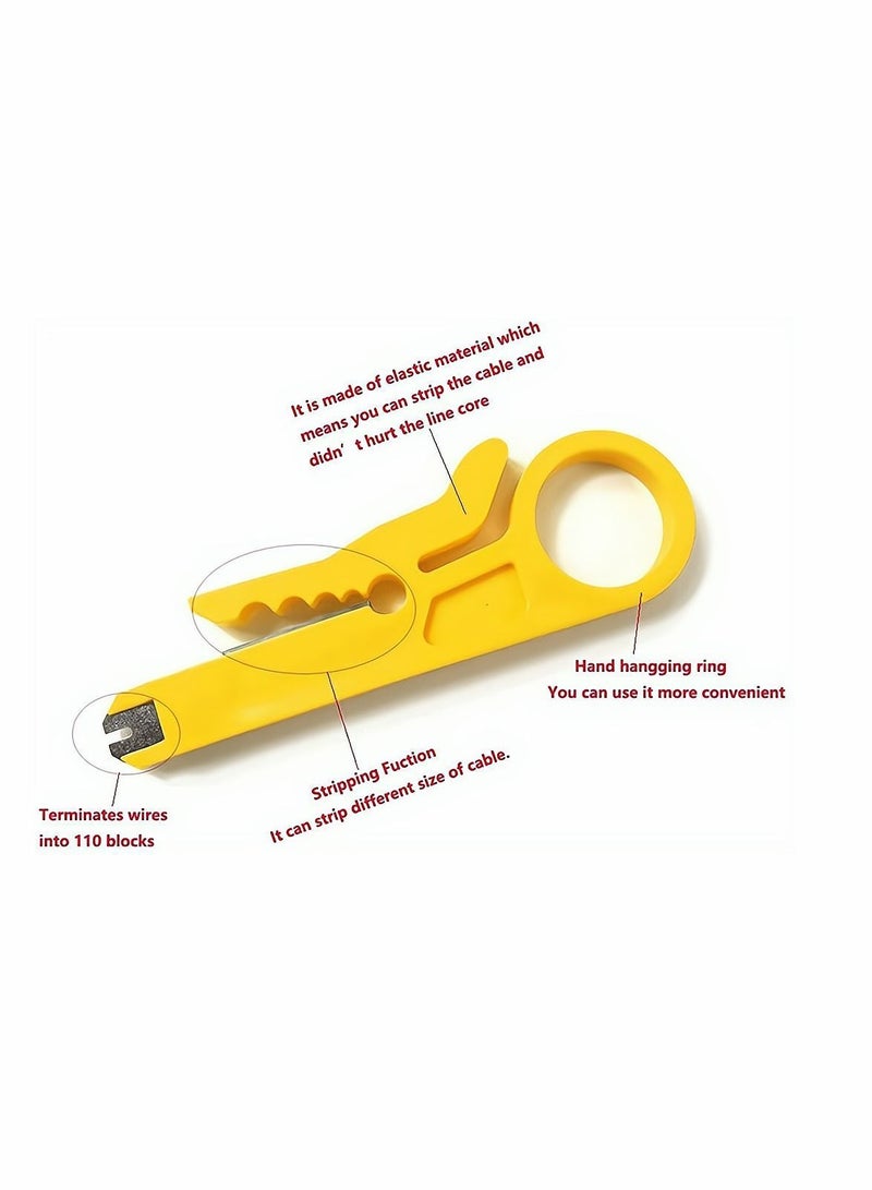 Mini Wire Stripper, Economy Network Cable Cutter Portable Crimper Pliers Crimping Tool Universal Punch Down for Data Cable, Telephone Computer UTP 10 Pack