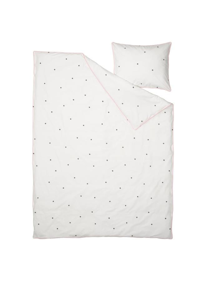 Zaboon Duvet cover and pillowcase, dot pattern white/pink, 150x200/50x80 cm - Image 2