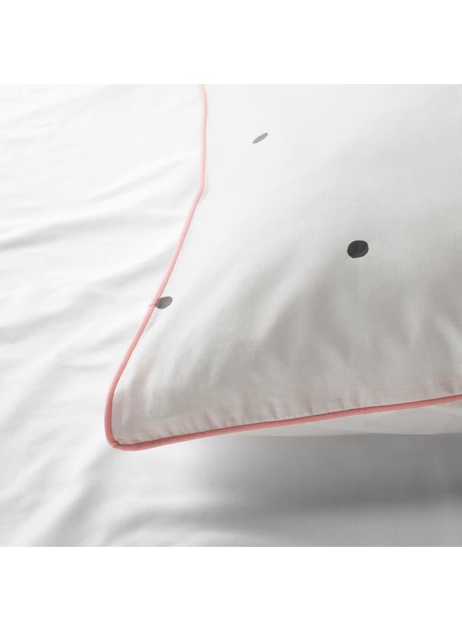 Zaboon Duvet cover and pillowcase, dot pattern white/pink, 150x200/50x80 cm - Image 5