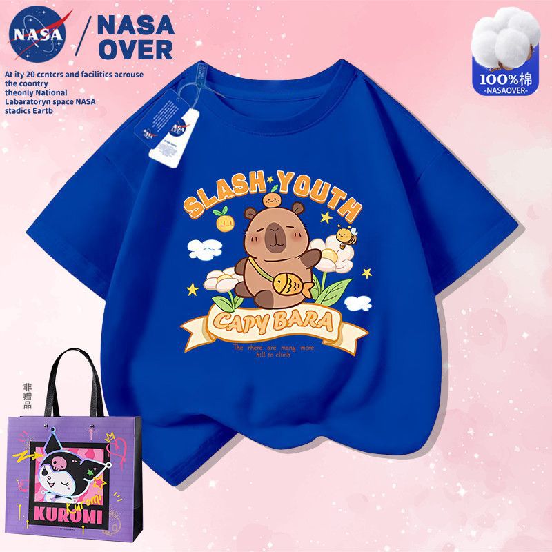 Nasa Co-Name Kapibalakatong Printed Summer Short Sleeve Cotton T-Shirt For Boys And Girls Fashionable Half Sleeve For Middle And Big Kids - Image 5