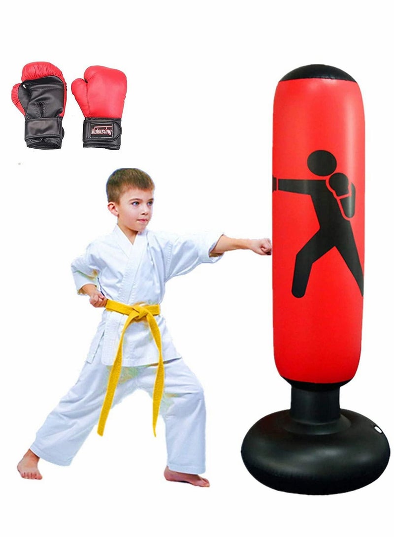 KASTWAVE Fitness Punching Bag With Gloves Inflatable Punching Bag for Kids  - Image 1