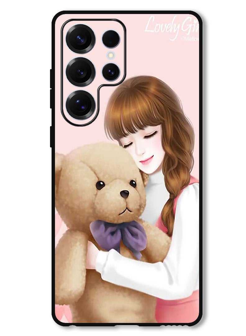 Theodor Protective Case Anti Scratch Shock Proof Bumper Cover For Samsung Galaxy S25 Ultra Lovely Girl Witih Teddy - Image 1