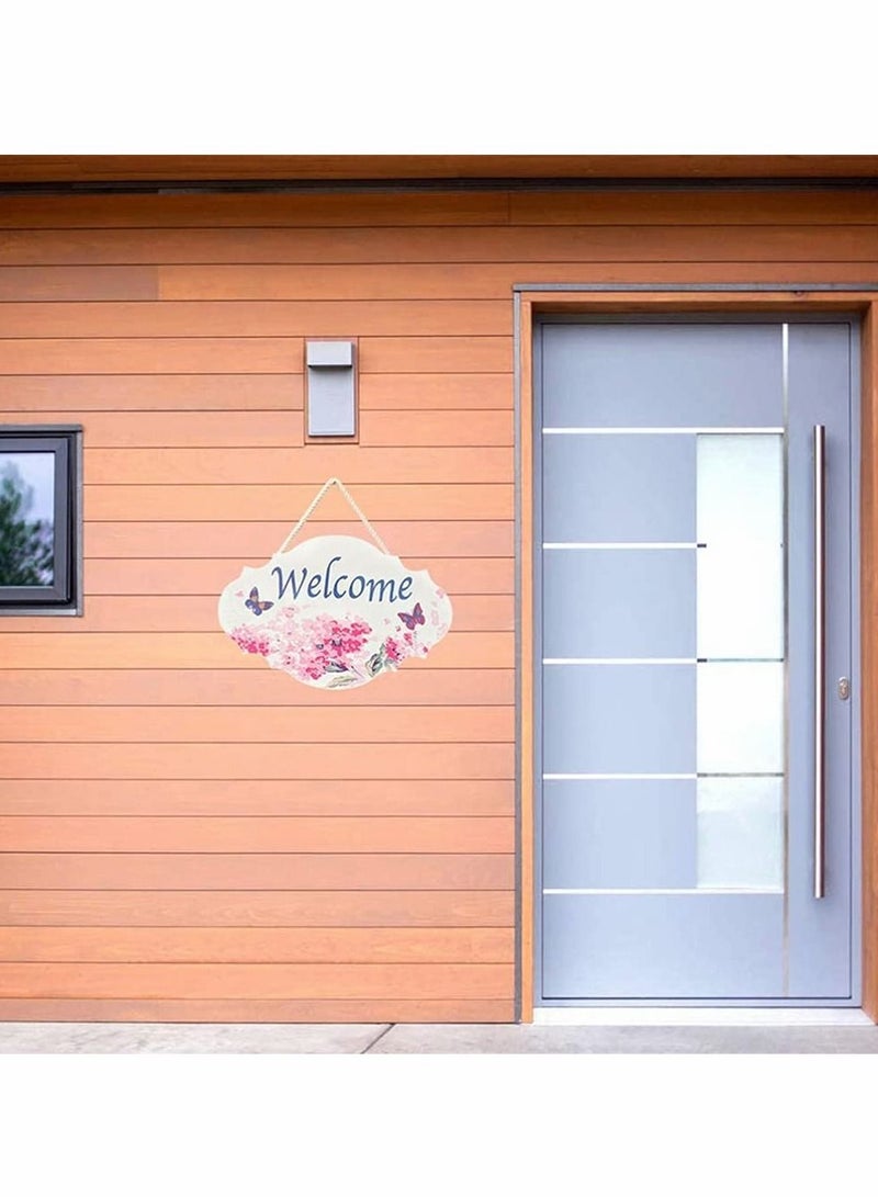 KASTWAVE Wooden Sign Ornaments, 2 Pcs Wooden Welcome Sign Rustic Hanging Wood Board Front Door Decor Welcome Decorative Sign Wall Art Sign Plaque, for Shop Home Decoration - Image 4