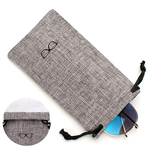 Vemiss Hard Shell Eyeglasses Cases, Linen Fabrics Protector Sunglasses Case, Large Glasses Case (Large Gray/Gray) - Image 4