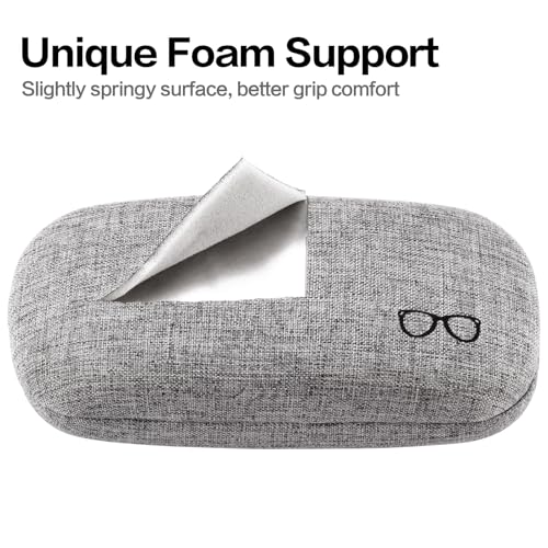 Vemiss Hard Shell Eyeglasses Cases, Linen Fabrics Protector Sunglasses Case, Large Glasses Case (Large Gray/Gray) - Image 3