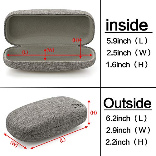 Vemiss Hard Shell Eyeglasses Cases, Linen Fabrics Protector Sunglasses Case, Large Glasses Case (Large Gray/Gray) - Image 5