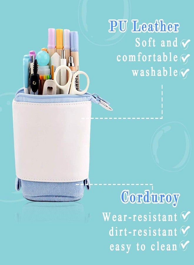 iSuperb Transformer Pencil Case Telescopic Pencil Pouch Stand up Corduroy+PU Pencil Holder Stationery Makeup Bag Zipper Pen Case Box - Image 5