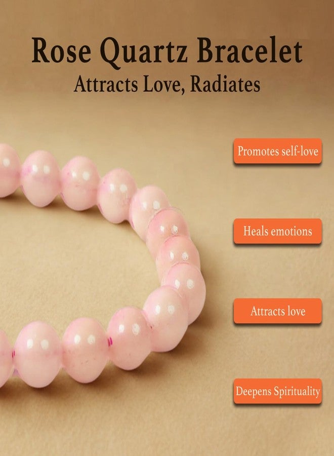 Divine Hindu Certified Natural Rose Quartz Bracelet - For Emotional healing, Relationship harmony, Stress Relief, Inner Peace, Romantic attraction Gift for Men & Women Size - 8MM - Image 4