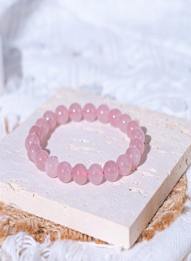 Divine Hindu Certified Natural Rose Quartz Bracelet - For Emotional healing, Relationship harmony, Stress Relief, Inner Peace, Romantic attraction Gift for Men & Women Size - 8MM - Image 2