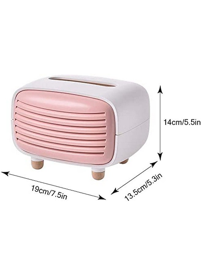 oddpod™ Vintage Radio Tissue Box Holder & Paper Towel Dispenser for Office, Living Room, Bedroom, Night Stand & Desk - Pink - Image 3