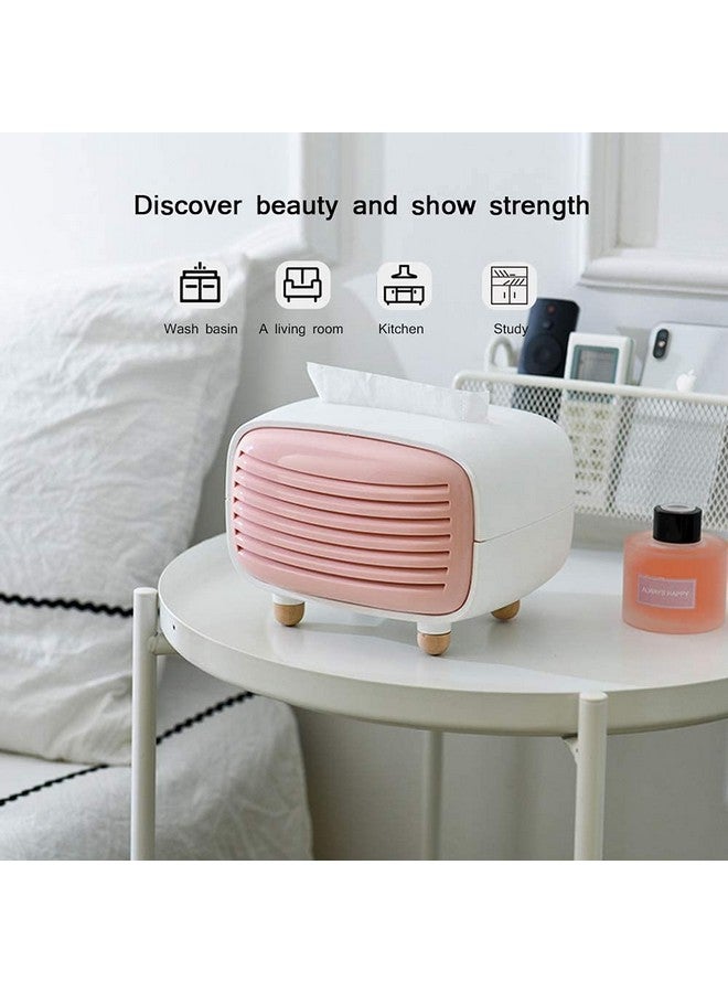 oddpod™ Vintage Radio Tissue Box Holder & Paper Towel Dispenser for Office, Living Room, Bedroom, Night Stand & Desk - Pink - Image 2