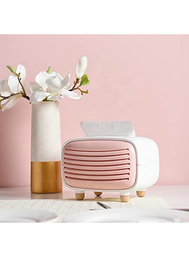 oddpod™ Vintage Radio Tissue Box Holder & Paper Towel Dispenser for Office, Living Room, Bedroom, Night Stand & Desk - Pink - Image 1
