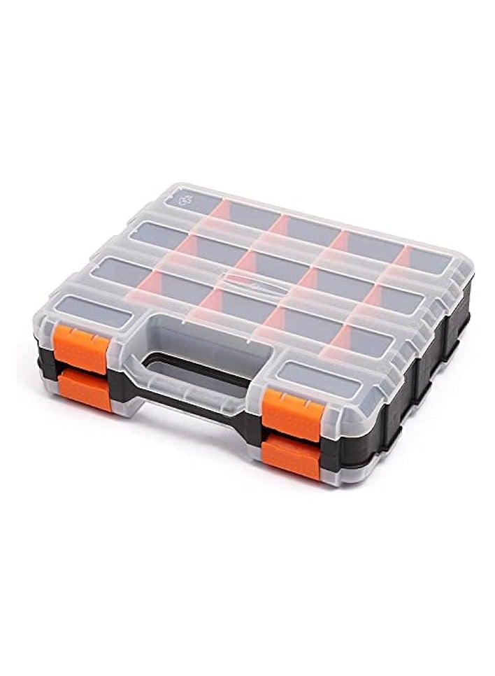erorex Double Side Tool Organizer with Impact Resistant Polymer and Customizable Removable Plastic Dividers, Hardware Box Storage, Excellent for Screws,Nuts,Small Parts, 34-Compartment, Black/Orange - Image 3
