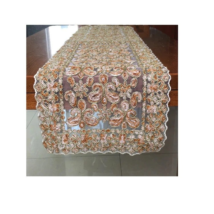Y&D Fancy Wedding Decor Embroidered Knitted Table Runners and Placemats Set – Elegant Home Dining Table Decoration for Special Occasions - Image 2