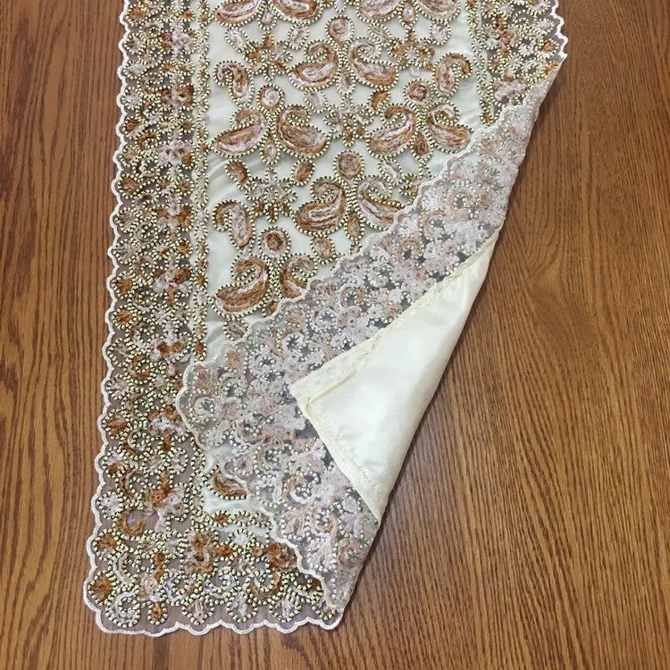 Y&D Fancy Wedding Decor Embroidered Knitted Table Runners and Placemats Set – Elegant Home Dining Table Decoration for Special Occasions - Image 3