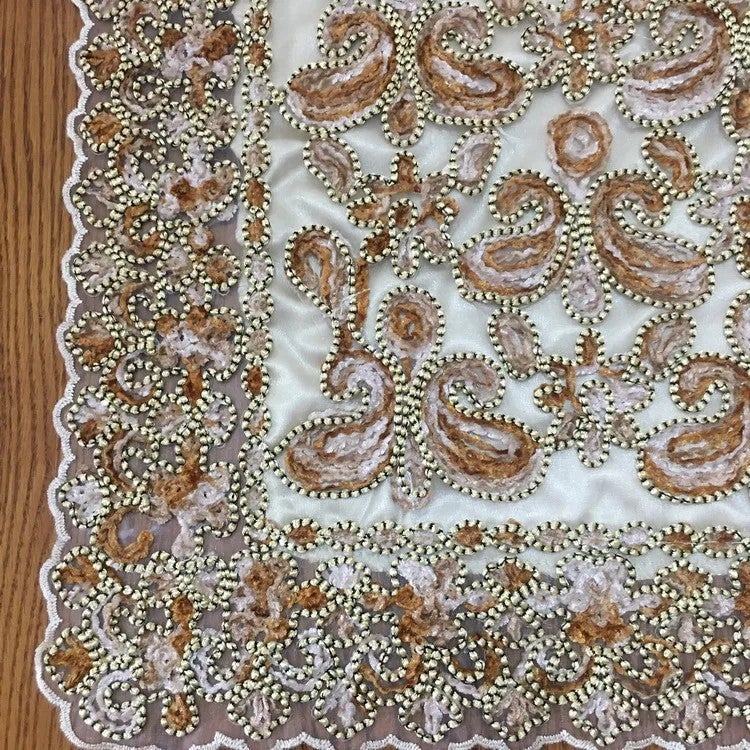 Y&D Fancy Wedding Decor Embroidered Knitted Table Runners and Placemats Set – Elegant Home Dining Table Decoration for Special Occasions - Image 1