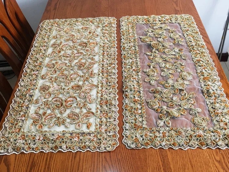Y&D Fancy Wedding Decor Embroidered Knitted Table Runners and Placemats Set – Elegant Home Dining Table Decoration for Special Occasions - Image 5
