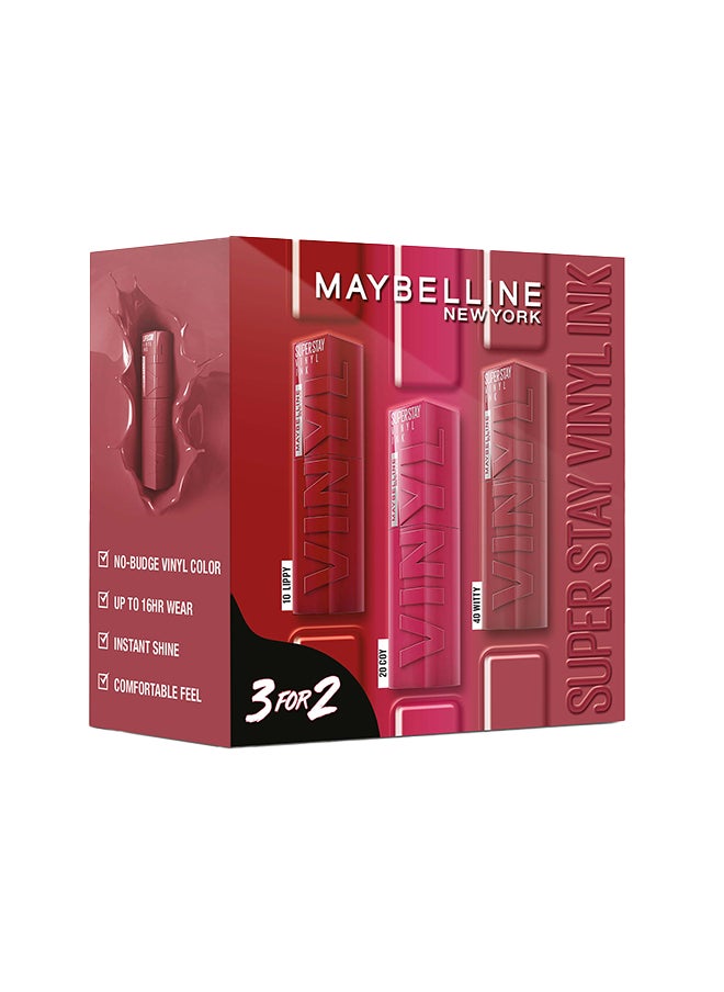 3 Pieces SuperStay Vinyl Ink Lipstick Set - Coy, Lippy, Witty - https://f.nooncdn.com/p/pzsku/Z881BCB933EDCC702E6E9Z/45/_/1697549527/87b48e4d-e5da-44a1-956b-8d3da90231ac.jpg?format=jpg&width=original