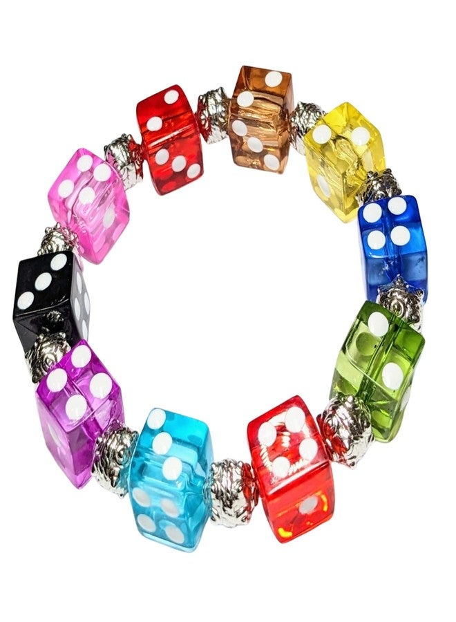 fiona Linpeng Fiona Hand Painted Dice Acrylic Beads Stretch Bracelet - Image 1