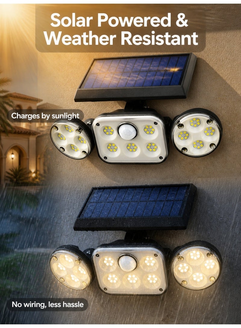 مصباح جداري للطاقة الشمسية بثلاثة رؤوس و78 مصباح LED - Image 4