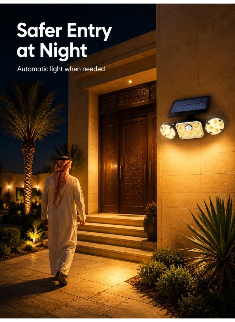 مصباح جداري للطاقة الشمسية بثلاثة رؤوس و78 مصباح LED - Image 5