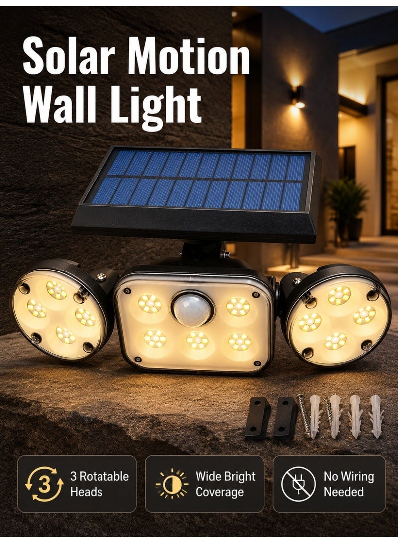 مصباح جداري للطاقة الشمسية بثلاثة رؤوس و78 مصباح LED - Image 1