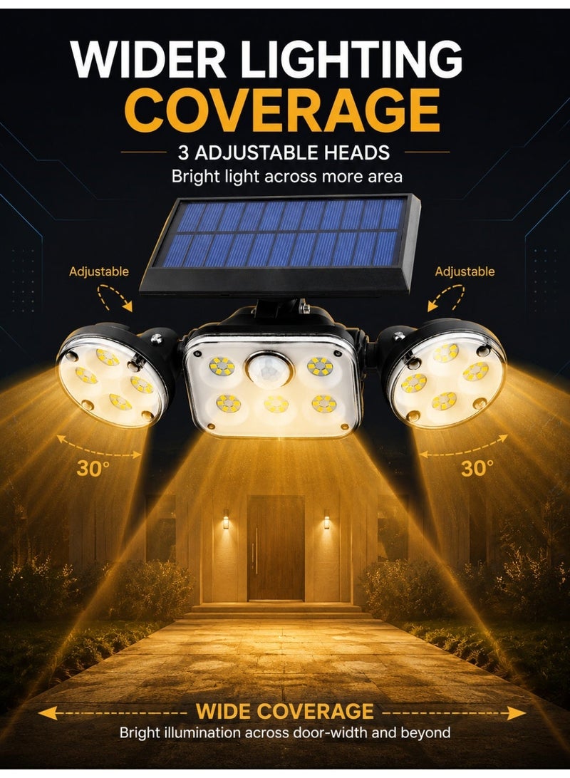 مصباح جداري للطاقة الشمسية بثلاثة رؤوس و78 مصباح LED - Image 3