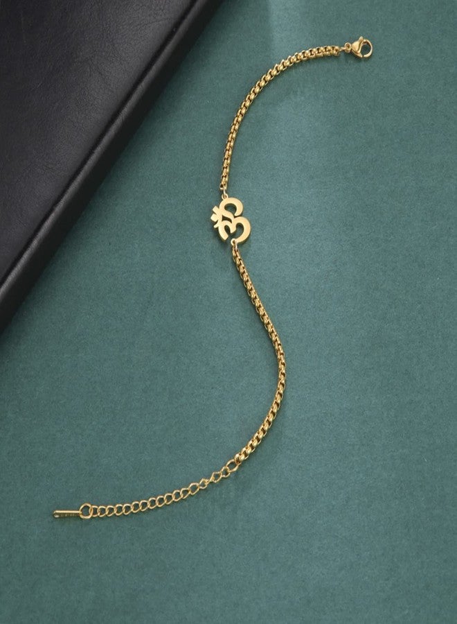 EUEAVAN Om Aum Ohm Hindu Sanskrit Symbol Bracelet Fashion Anklet Yoga Spiritual Lucky Charm Talisman Jewelry Box Chain Women (gold) - Image 5