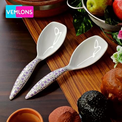 Vemlons Serving Spoon Long Handled Serving Spoon Tableware, Set of 4 Piece Melamine Serving Spoons - Image 2