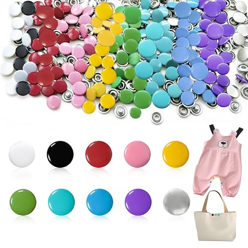 PIGORY 400Pcs Metal Snaps for Fabric 10 Colors Solid Sewing Snaps for Sewing 95mm Snap Button Kits for DIY Crafting ClothingNot Pliers - Image 1
