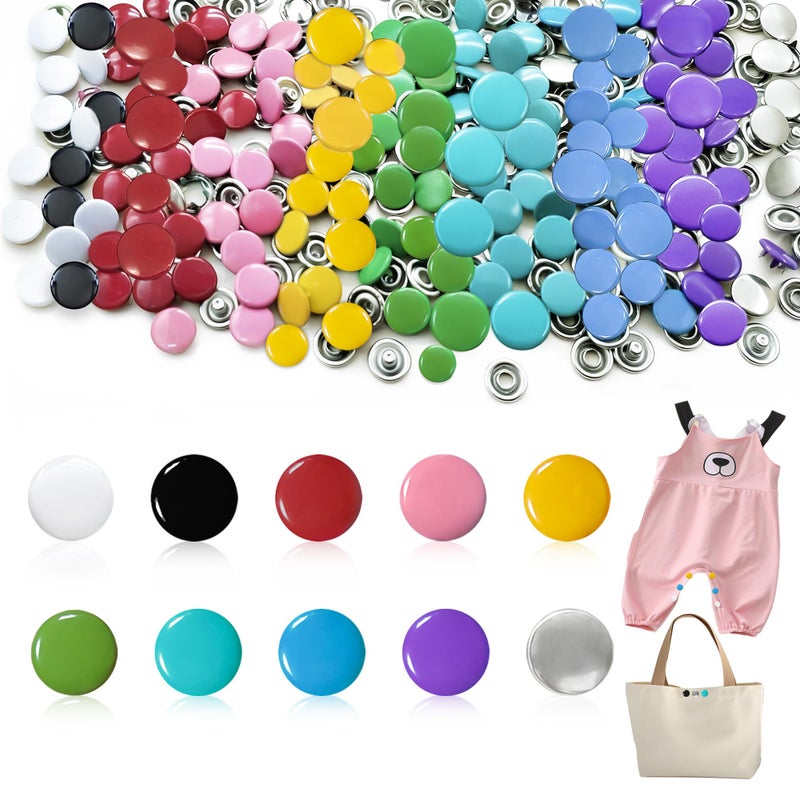PIGORY 400Pcs Metal Snaps for Fabric 10 Colors Solid Sewing Snaps for Sewing 95mm Snap Button Kits for DIY Crafting ClothingNot Pliers - Image 3