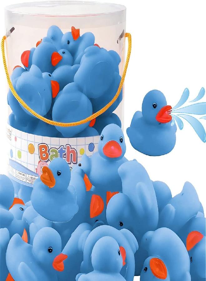 Liberty imports 36 Pieces Classic Rubber Duck Bath Toys - No Holes BPA Free Floating Duckies for Boys Baby Shower, Party Favors, Kids Gifts (Blue) - Image 2