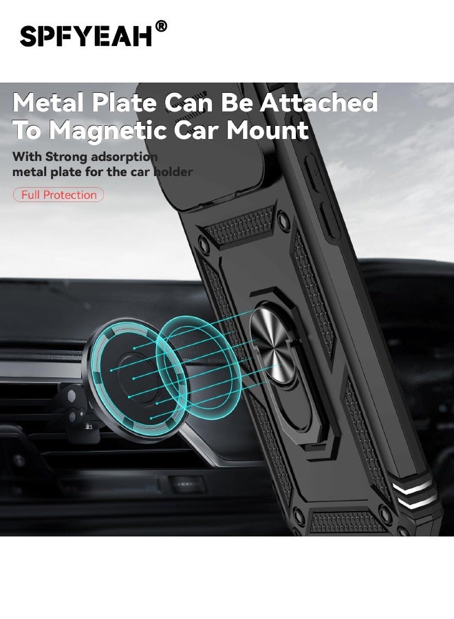 SPFYEAH [2-in-1] iPhone 17 Pro Max Case with HD Tempered Glass Screen Protector, Slide Camera Cover, Built-in 360° Rotate Ring Kickstand, Heavy Duty Shockproof Drop Proof Protective Case for iPhone 17 Pro Max 6.9 inch (Black, 1+1 Pack) - Image 4