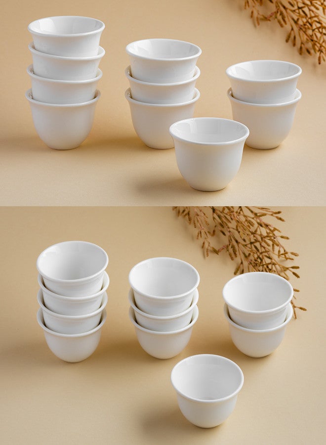 Dove 12-Piece Porcelain Saudi Coffee Cup Set 150ML White - Image 2