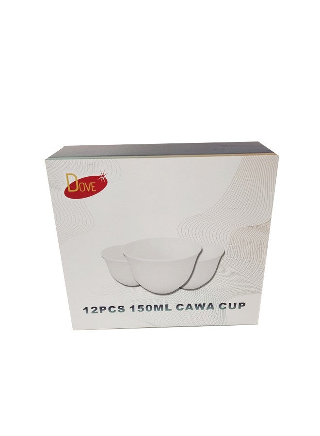Dove 12-Piece Porcelain Saudi Coffee Cup Set 150ML White - Image 4