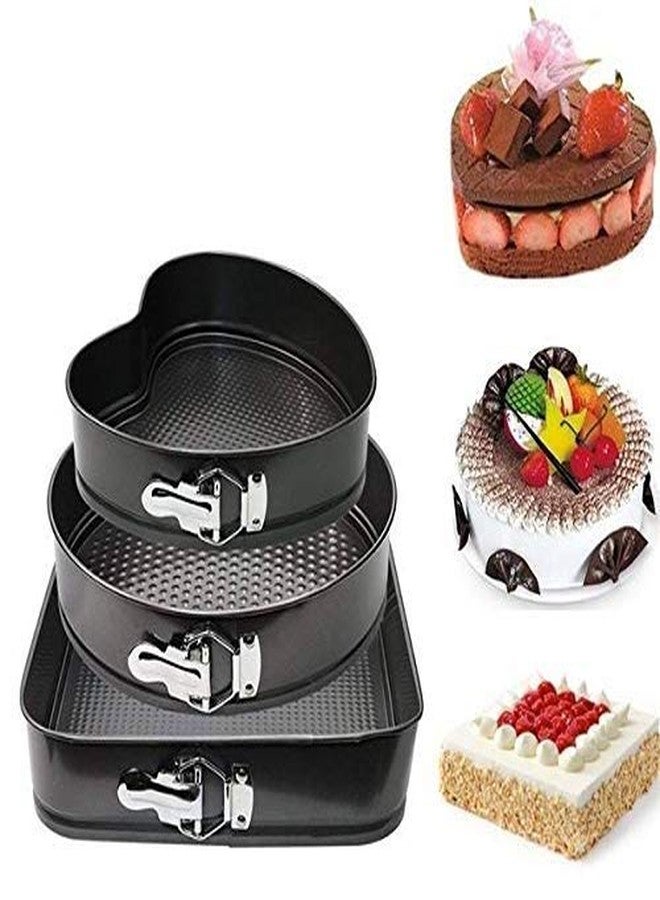 Ngel 3Pcs/Set Nonstick Cake Pan Cheesecake Bakeware Pan Heart/Round/Square Shaped Cake Mold for Baking Supplies - Image 1