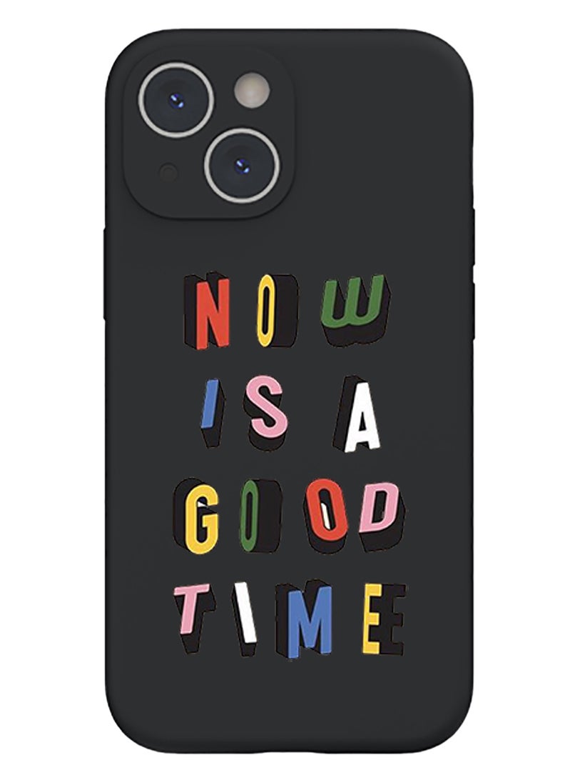 Theodor Protective Slim Fit Case Liquid Silicone Cover with Full Body Protection Anti-Scratch Shockproof Case For iPhone 15 Plus Black - Good time  - Image 1