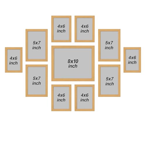 Stuthi Arts Photo Frame Set of 11 Picture Frames for Wall Hanging (8x10-1,5x7-4,4x6-6) | Photo Collage Wood Wall Mount Gift For Best Friend Boy & Girl | Customized Wall Hanging Photo Frame, | Picture Frame For Gift | (Beige) - Image 3