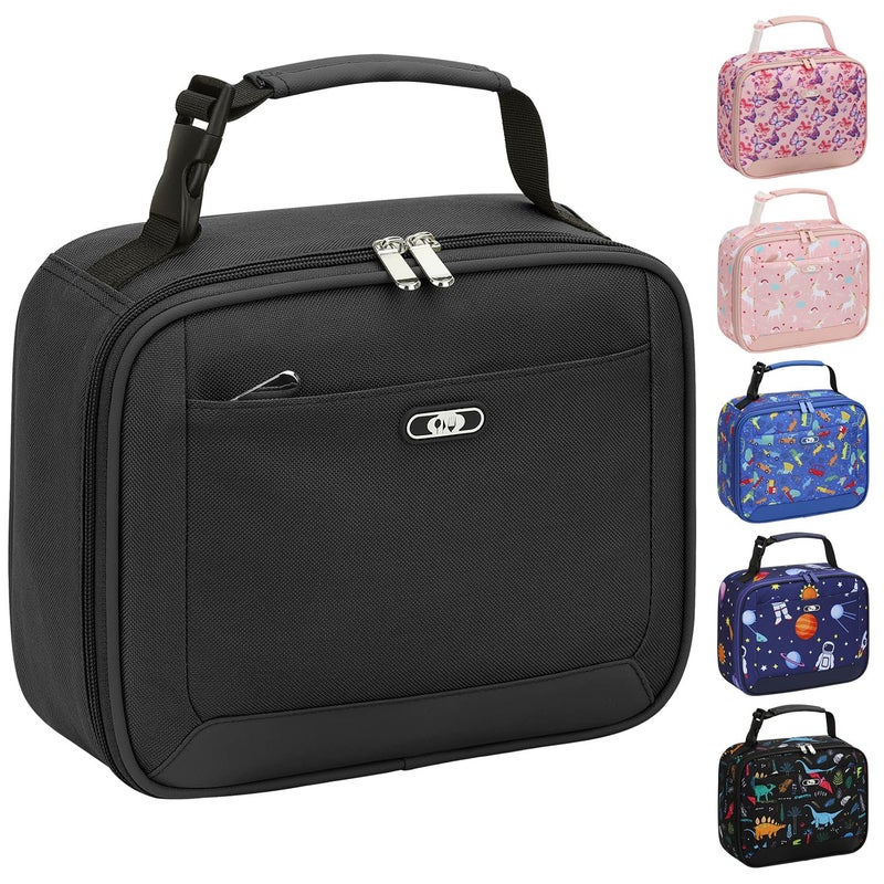 Tenot Lunch Box Kids Insulated Lunch Bag for Boys Girls Cute Reusable Lunch Tote Bag Waterproof Portable Thermal Lunch Box Kids for School Picnic Travel Black - Image 1