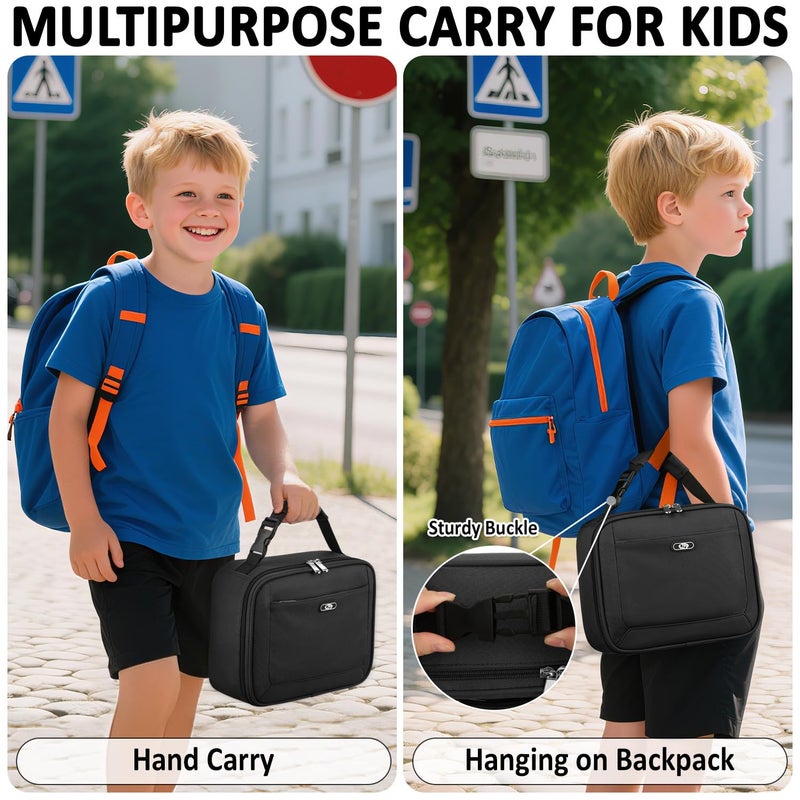 Tenot Lunch Box Kids Insulated Lunch Bag for Boys Girls Cute Reusable Lunch Tote Bag Waterproof Portable Thermal Lunch Box Kids for School Picnic Travel Black - Image 5