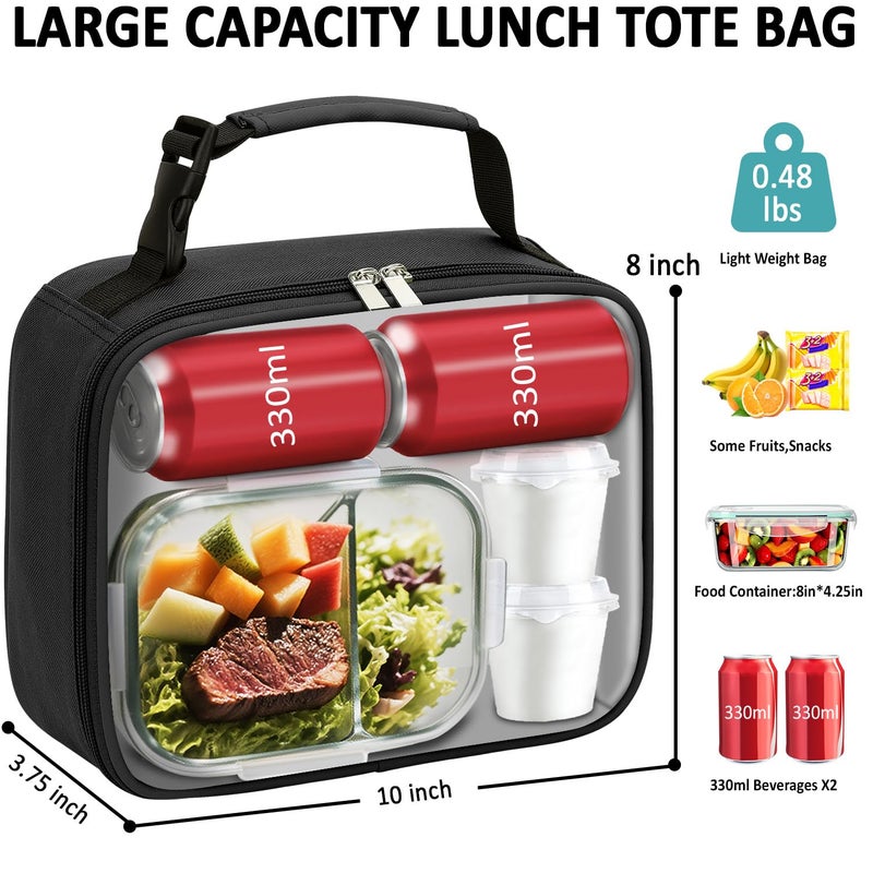 Tenot Lunch Box Kids Insulated Lunch Bag for Boys Girls Cute Reusable Lunch Tote Bag Waterproof Portable Thermal Lunch Box Kids for School Picnic Travel Black - Image 3