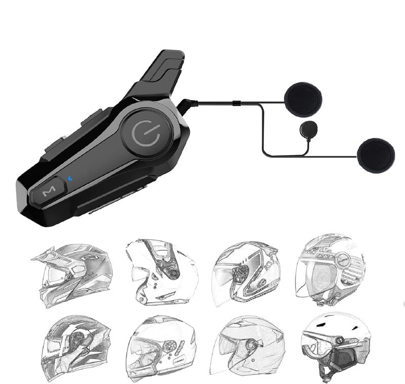 SOFFRIA Motorcycle Bluetooth Headset E12Way 400M Dirt Bike Helmet Wireless Headset Intercom with CVC Noise Cancellation Stereo Music IPX6 Waterproof for Full Face Helmet - Image 2
